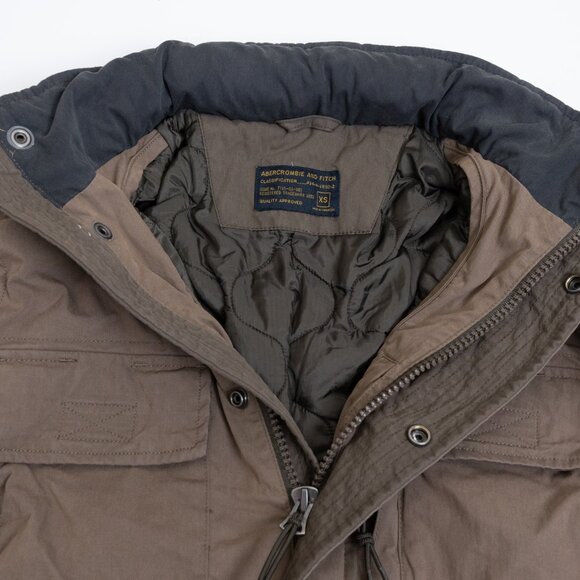 Abercrombie & Fitch Brown Utility Field Jacket XS Quilted Lined Parka Coat - Picture 5 of 16